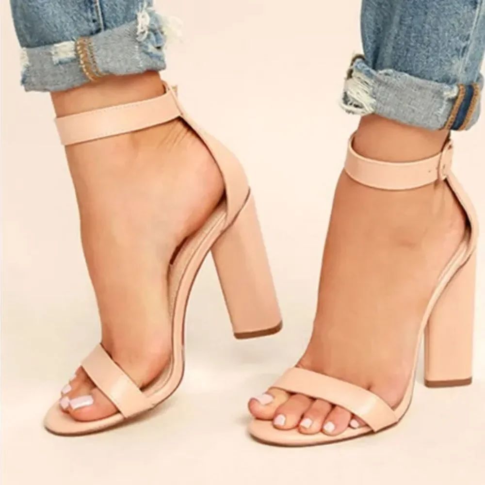 BRAND NEW LULU'S KATALIN LIGHT NUDE ANKLE STRAP HEELS SANDAL